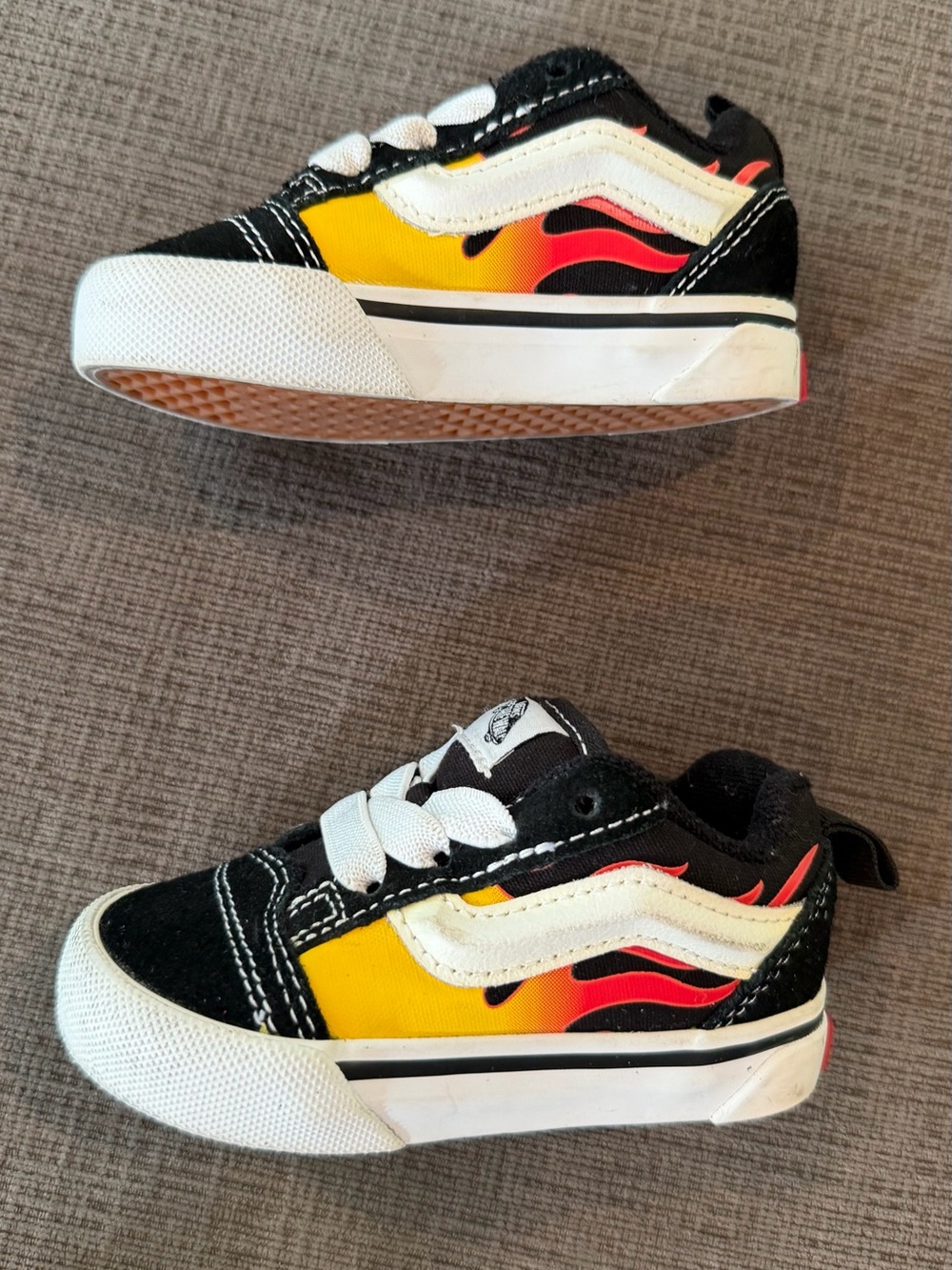 Vans Kids Black Sneakers with Yellow & Red Flame Detail - Picture 9 of 11